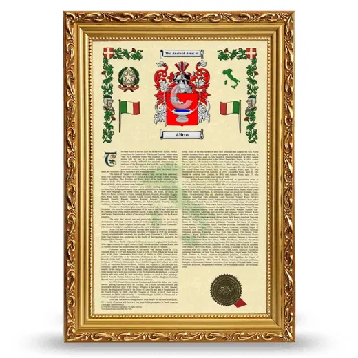 Alitto Armorial History Framed - Gold