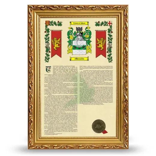 Allansolm Armorial History Framed - Gold