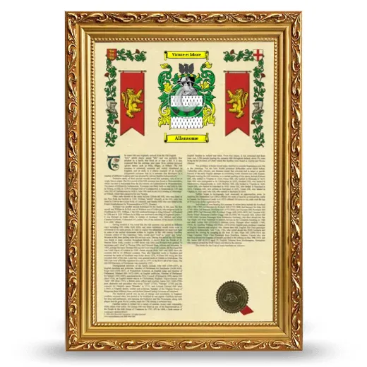 Allansome Armorial History Framed - Gold
