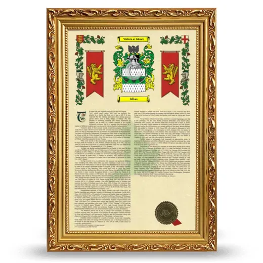 Allas Armorial History Framed - Gold