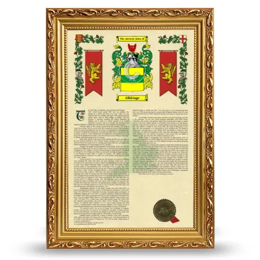 Alldriage Armorial History Framed - Gold