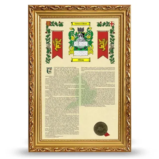 Alleny Armorial History Framed - Gold