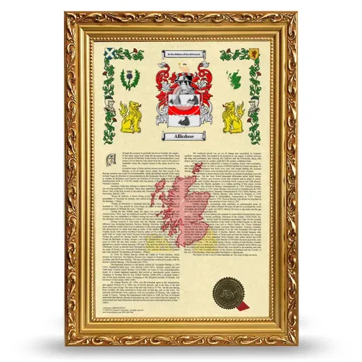 Allirdase Armorial History Framed - Gold