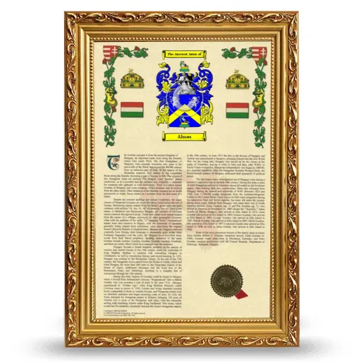 Almas Armorial History Framed - Gold