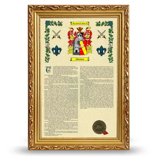 Almason Armorial History Framed - Gold