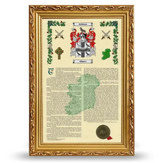 Almers Armorial History Framed - Gold