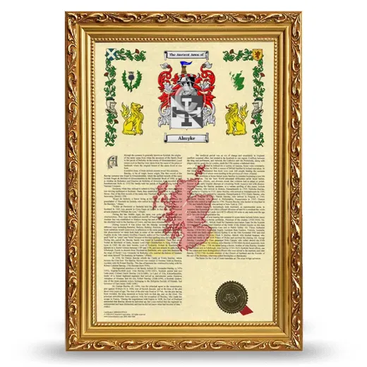 Almyke Armorial History Framed - Gold