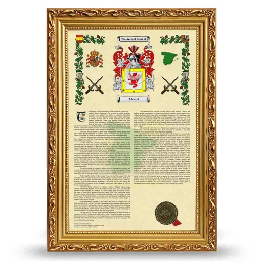Alonzi Armorial History Framed - Gold