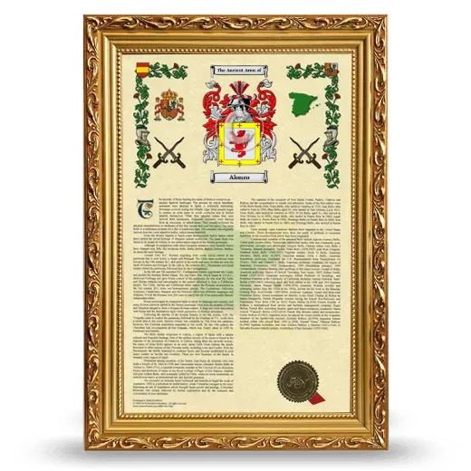 Alonzo Armorial History Framed - Gold