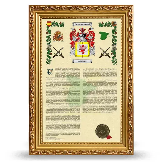 Alphons Armorial History Framed - Gold