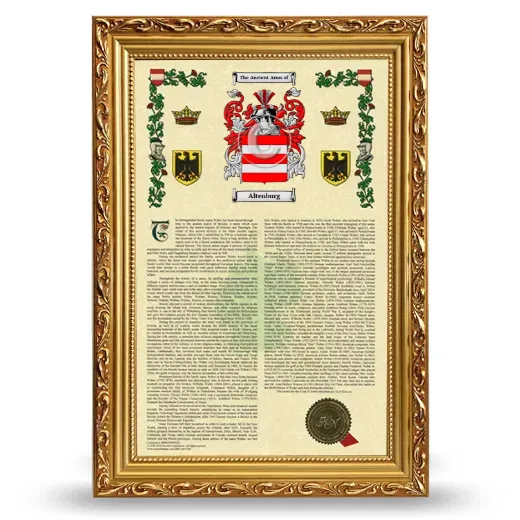 Altenburg Armorial History Framed - Gold