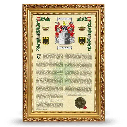 Altendorff Armorial History Framed - Gold