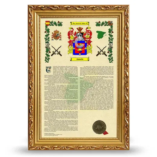 Amado Armorial History Framed - Gold