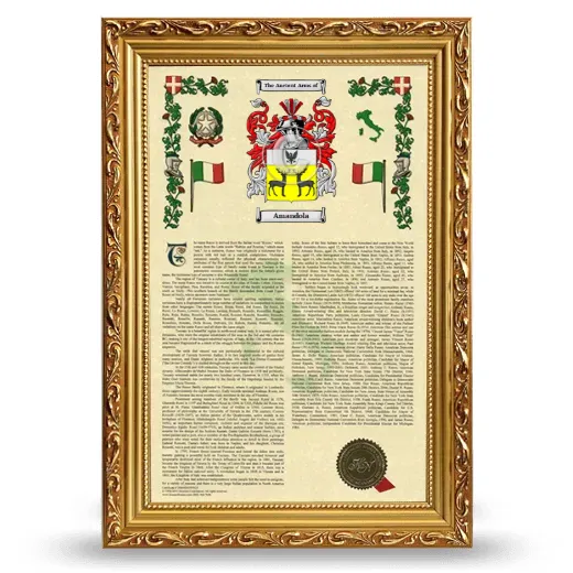 Amandola Armorial History Framed - Gold