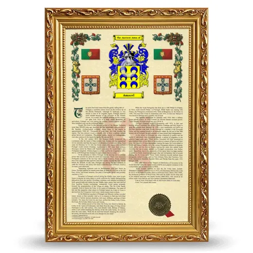 Amarel Armorial History Framed - Gold