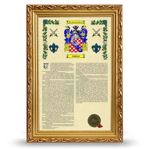 Ambrosi Armorial History Framed - Gold