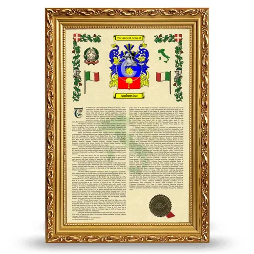 Ambrosino Armorial History Framed - Gold