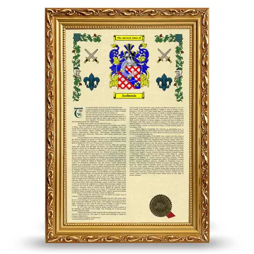 Ambrosis Armorial History Framed - Gold