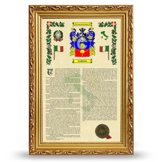 Ambrosis Armorial History Framed - Gold