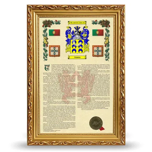 Amero Armorial History Framed - Gold