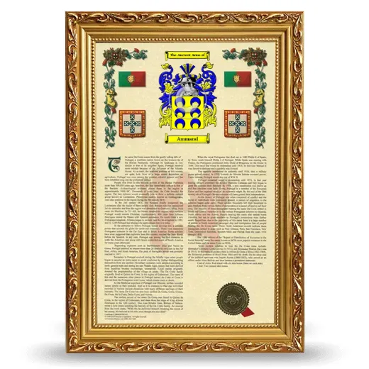 Ammaral Armorial History Framed - Gold