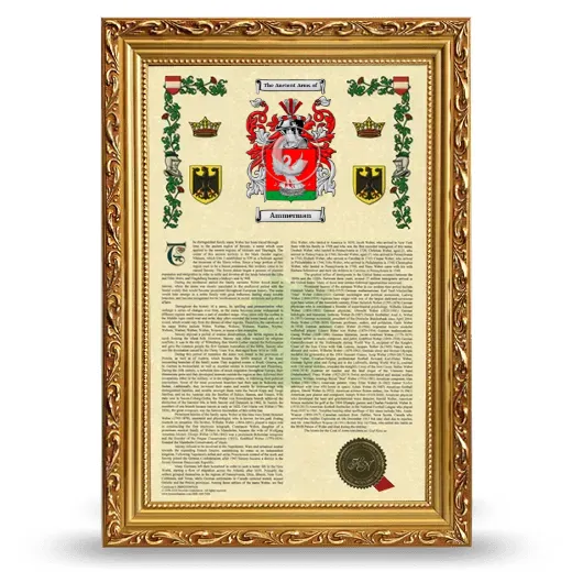 Ammerman Armorial History Framed - Gold
