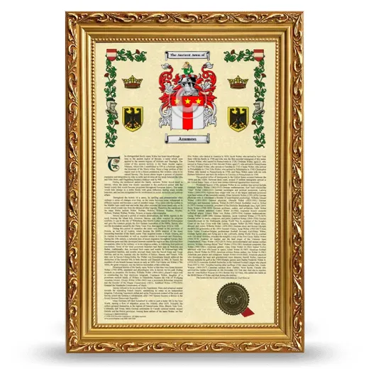 Ammon Armorial History Framed - Gold