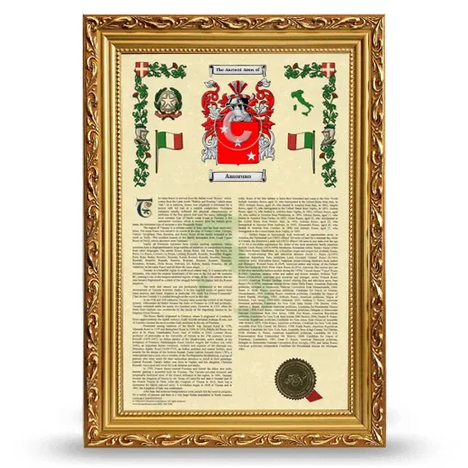 Amoruso Armorial History Framed - Gold