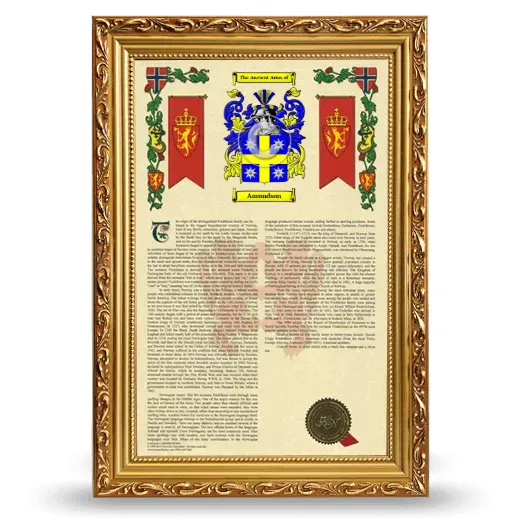 Amundson Armorial History Framed - Gold