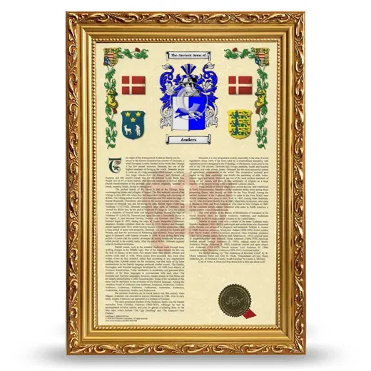 Anders Armorial History Framed - Gold