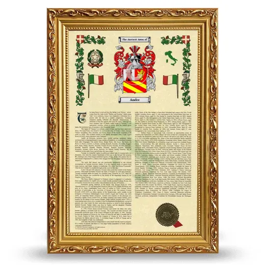 Andre Armorial History Framed - Gold