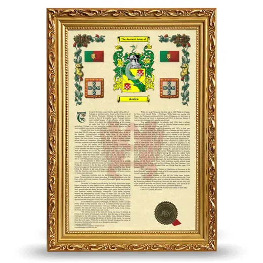 Andre Armorial History Framed - Gold