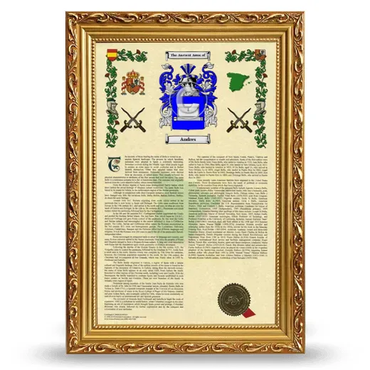 Andres Armorial History Framed - Gold