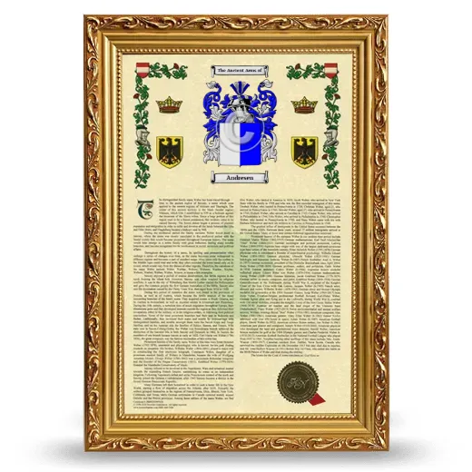 Andresen Armorial History Framed - Gold