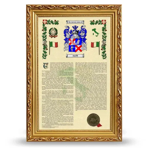 Anelli Armorial History Framed - Gold
