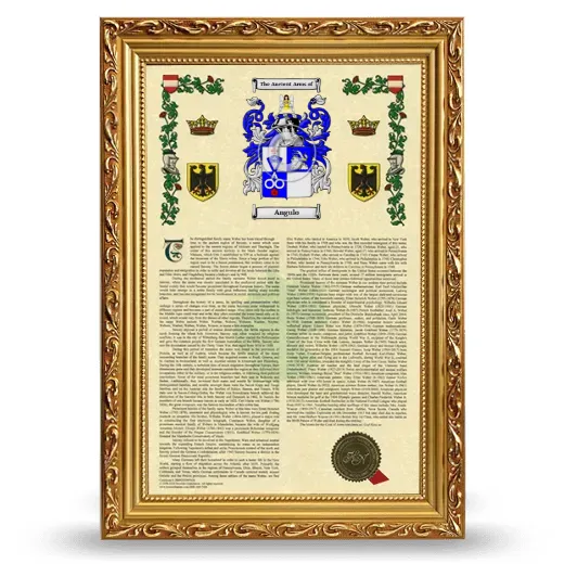 Angulo Armorial History Framed - Gold