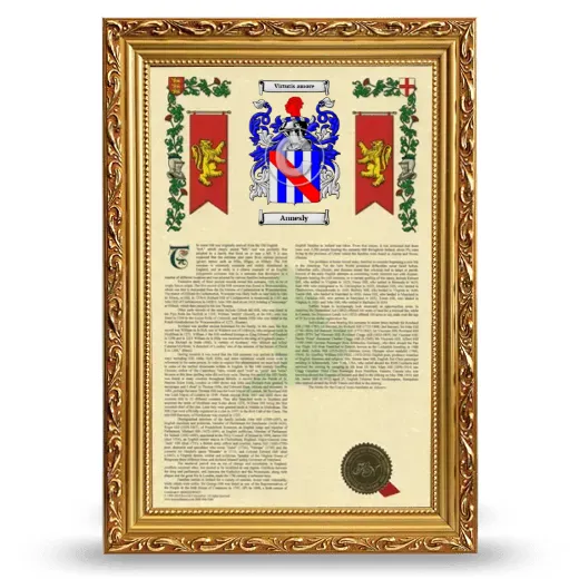 Annesly Armorial History Framed - Gold