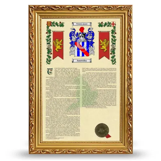 Annesslay Armorial History Framed - Gold