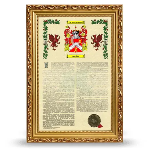 Annion Armorial History Framed - Gold
