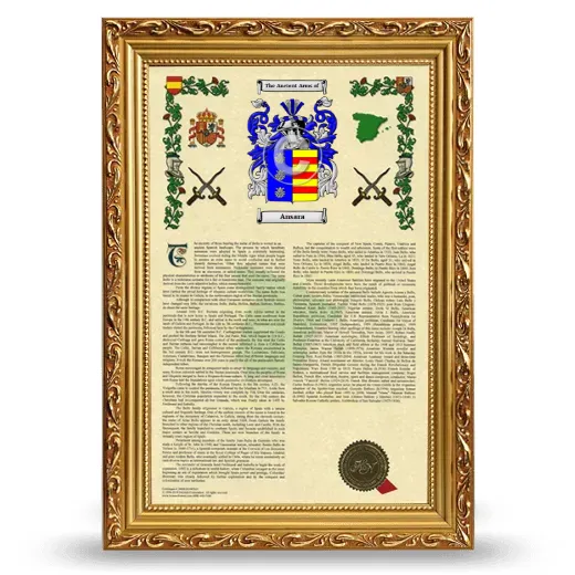 Ansara Armorial History Framed - Gold