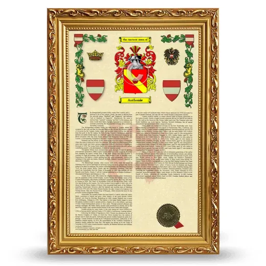 Anthonie Armorial History Framed - Gold