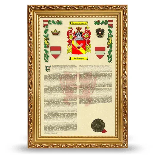 Anthony-s Armorial History Framed - Gold