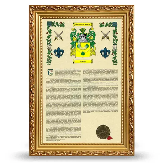 Antle Armorial History Framed - Gold