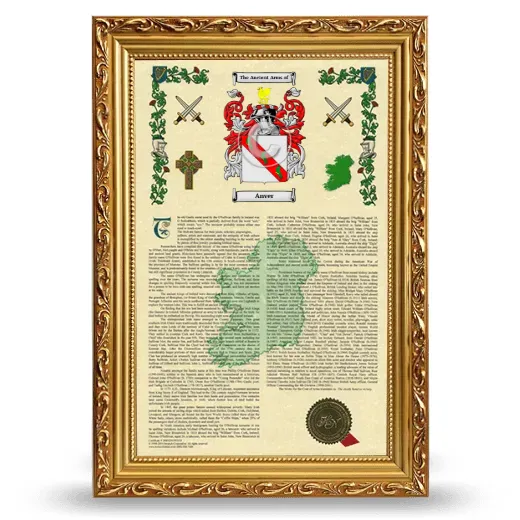 Anver Armorial History Framed - Gold