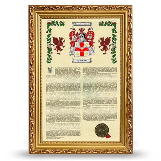 Ap plethen Armorial History Framed - Gold