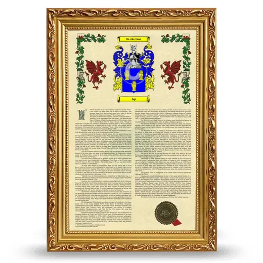 Ap Armorial History Framed - Gold