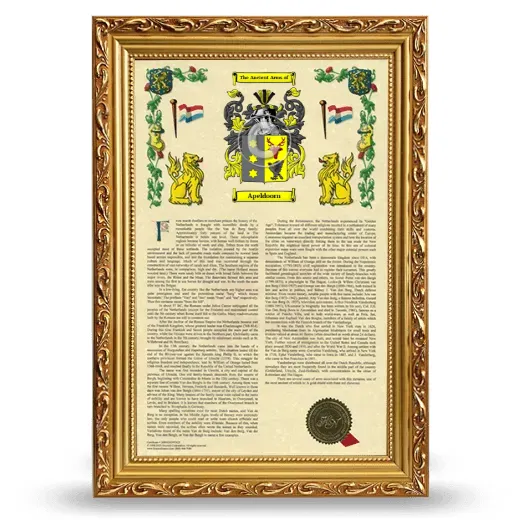 Apeldoorn Armorial History Framed - Gold