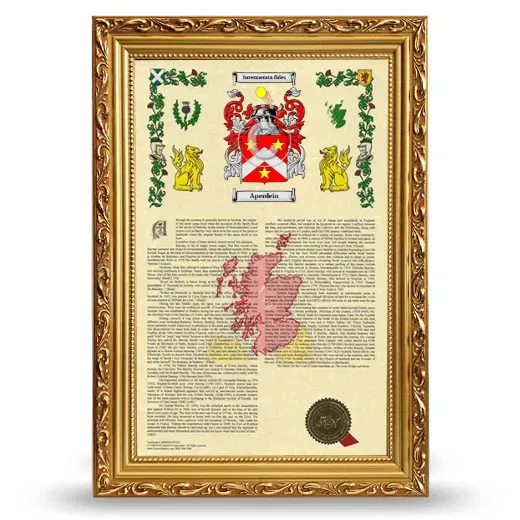 Aperdein Armorial History Framed - Gold