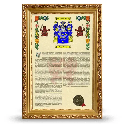 Appelberry Armorial History Framed - Gold