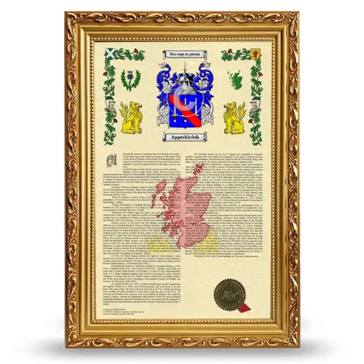 Apperkirdoh Armorial History Framed - Gold